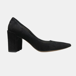 Butter Kay Pump Black Suede‎ Leather Pointed Toe Block Heel Slip On Women Size 9